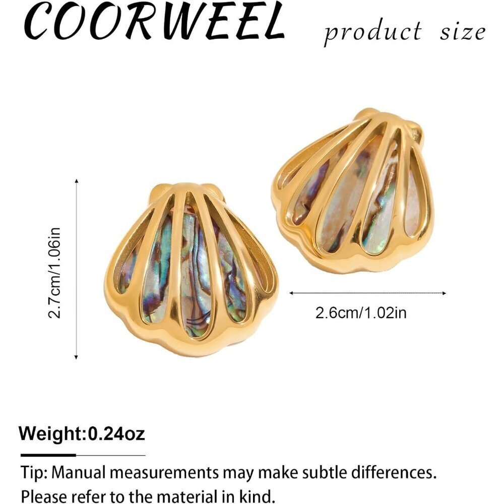 🆕Women Gold Large Hollow Seashell Statement Abalone Shell Earrings Jewelry - Picture 6 of 6